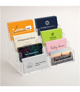 PORTA BIGLIETTI DA VISITA PROFESSIONALE 8 TASCHE TRASPARENTE PORTA BIGLIETTINI DA VISITA DA TAVOLO PER SCRIVANIA