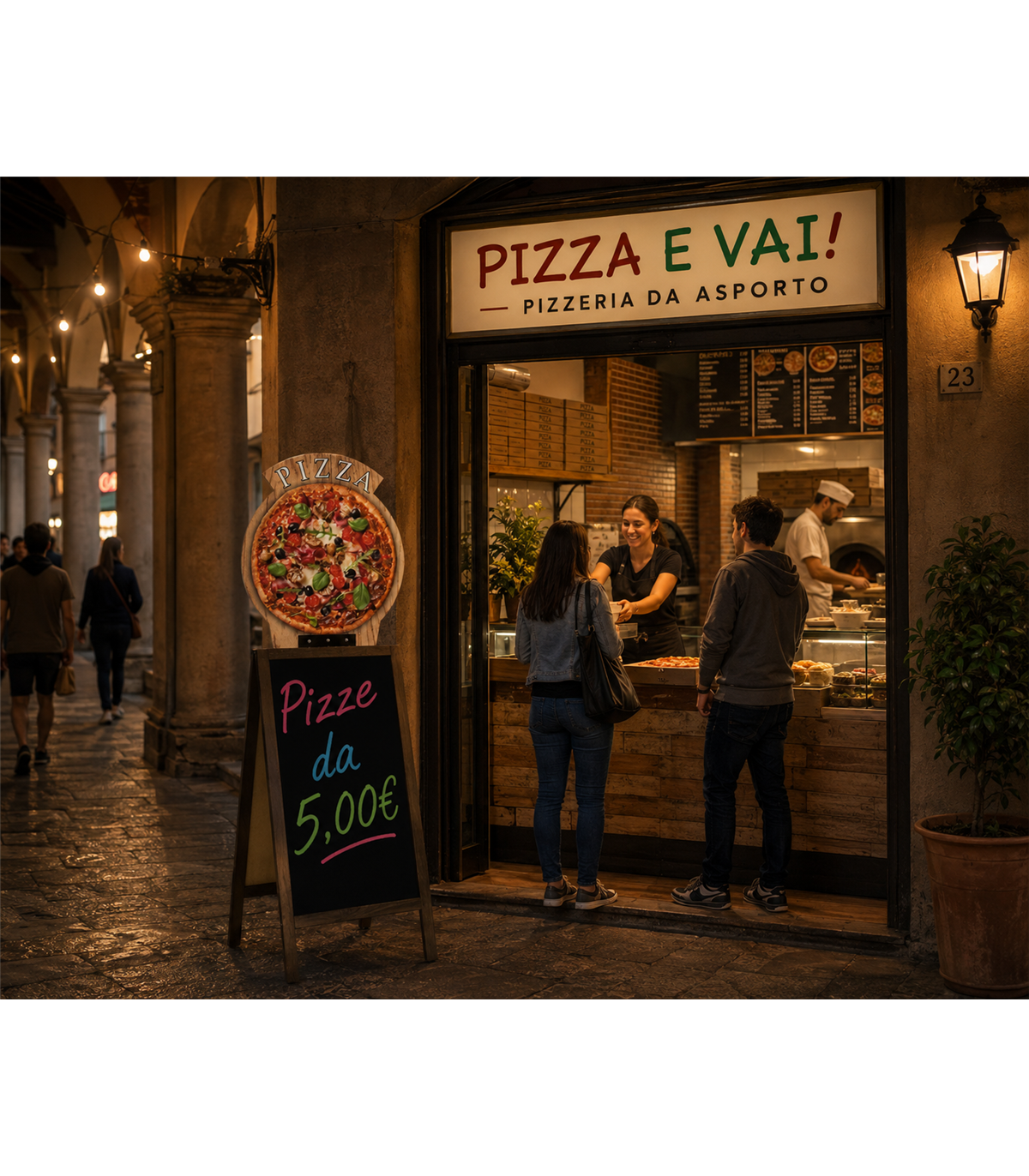 CAVALLETTO PUBBLICITARIO LAVAGNA BIFACCIALE IN LEGNO CON TOPPER PIZZA PER PIZZERIE BAR RISTORANTI