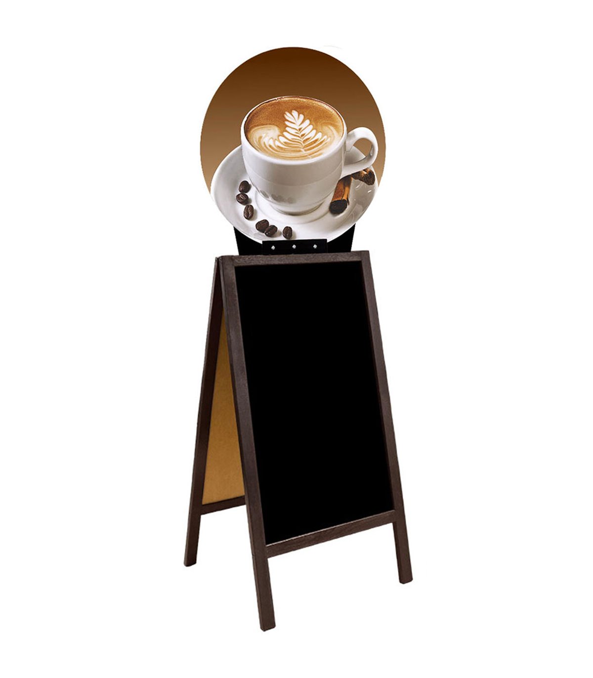 CAVALLETTO PUBBLICITARIO DOPPIA FACCIA CON LAVAGNA E TOPPER CAFFÈ PER BAR E LOCALI
