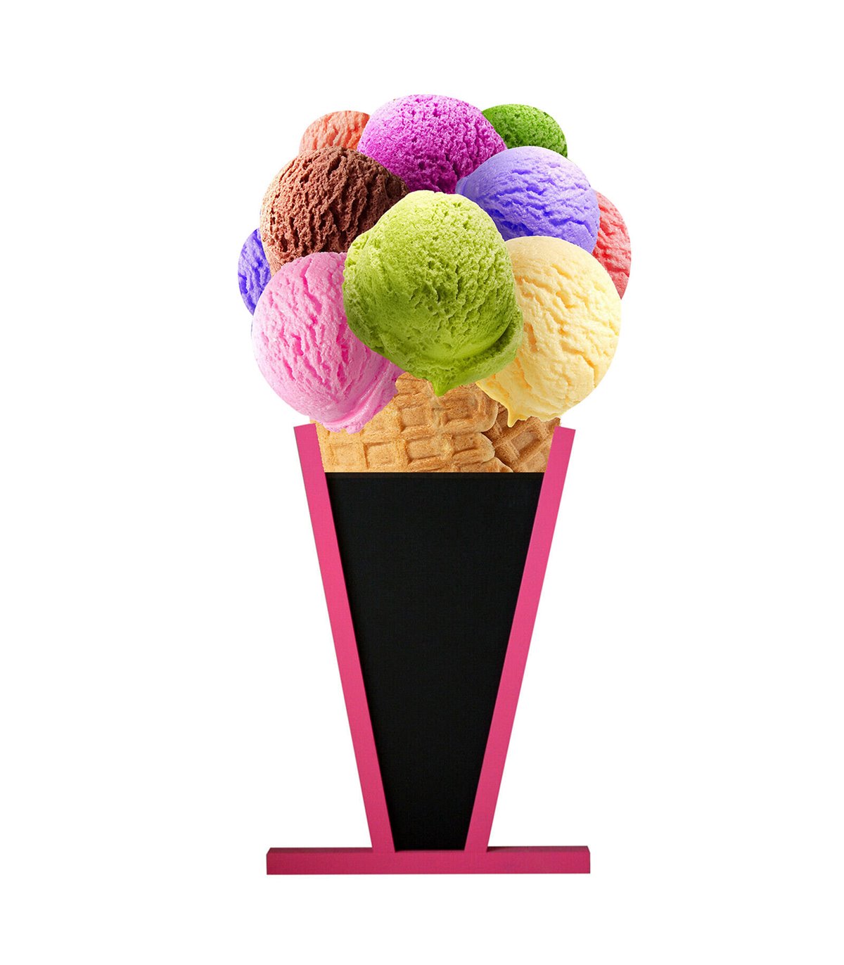 LAVAGNA PUBBLICITARIA A CONO GELATO PER ESTERNO, CAVALLETTO SCRIVIBILE IN ABS PER GELATERIE E BAR