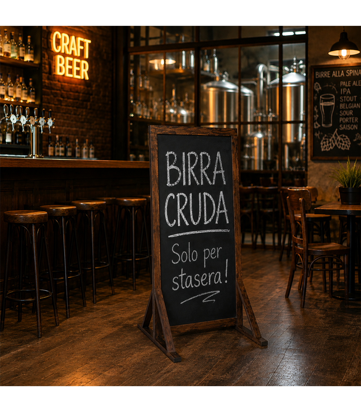 CAVALLETTO PUBBLICITARIO BIFACCIALE IN LEGNO CON LAVAGNA