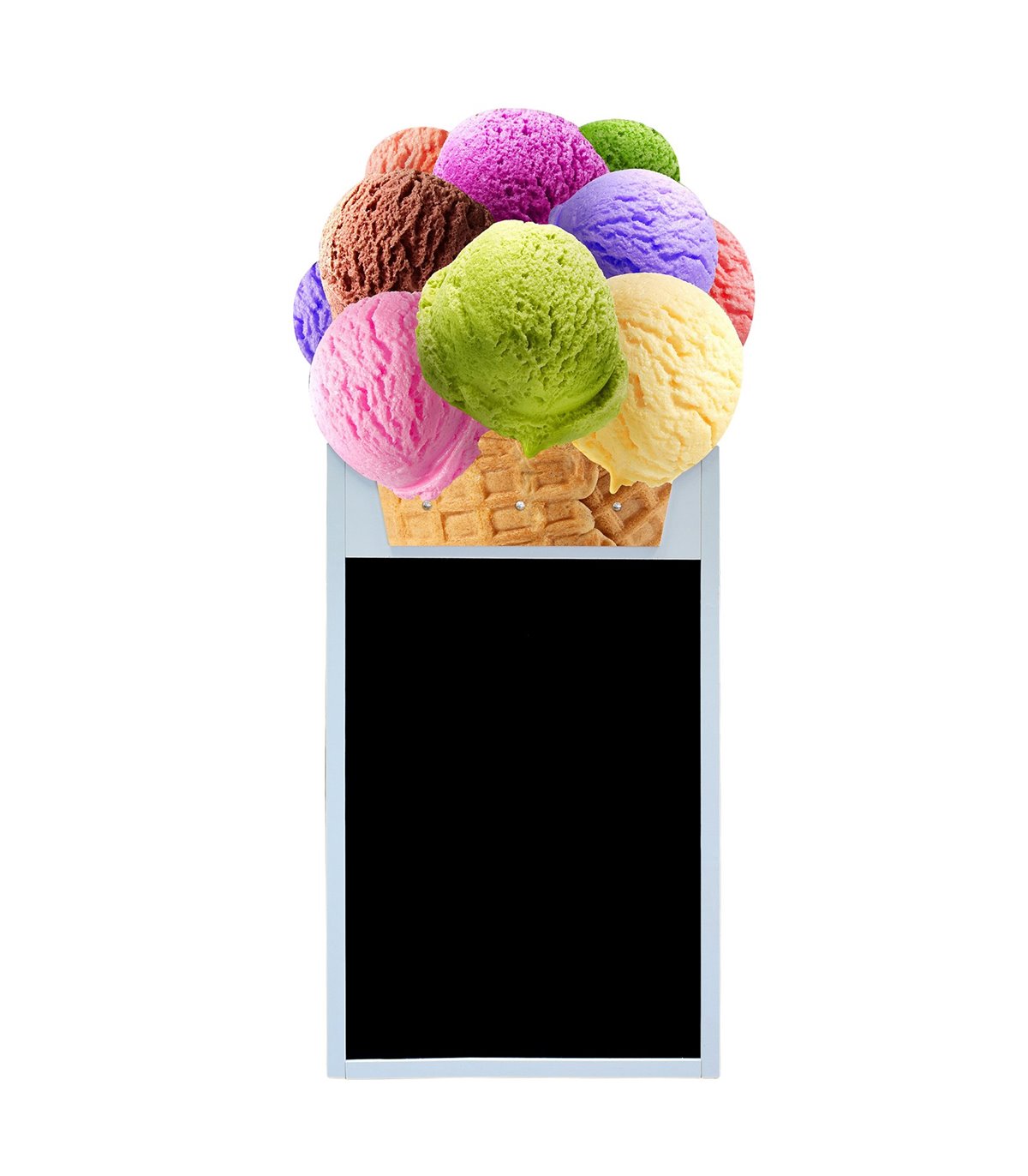 LAVAGNA PUBBLICITARIA CAVALLETTO PER GELATERIA CON TOPPER GELATO IN LEGNO PER PENNARELLI A GESSO