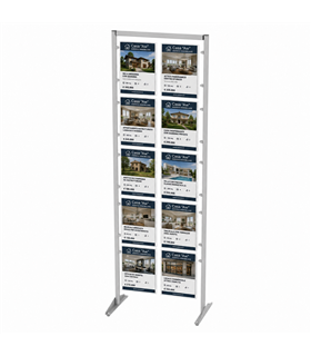 ESPOSITORE DA PAVIMENTO CON TASCHE A4 VERTICALI IN PLEXIGLASS PER AGENZIE IMMOBILIARI UFFICI SHOWROOM