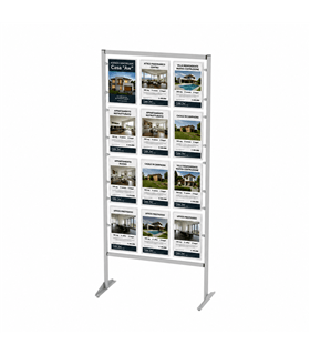 ESPOSITORE DA TERRA IN ALLUMINIO CON TASCHE PLEXIGLASS INDOOR