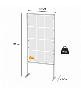 ESPOSITORE DA TERRA IN ALLUMINIO CON TASCHE PLEXIGLASS INDOOR