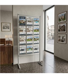 ESPOSITORE DA TERRA IN ALLUMINIO CON TASCHE PLEXIGLASS INDOOR