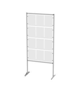 ESPOSITORE DA TERRA IN ALLUMINIO CON TASCHE PLEXIGLASS INDOOR