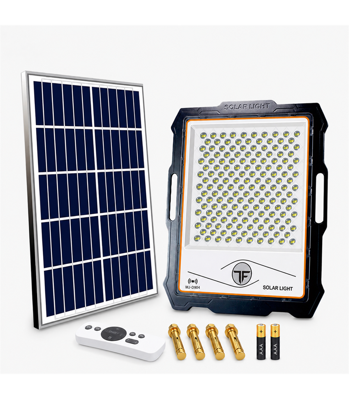 Faro LED Solare da Esterno IP66 con Pannello Fotovoltaico e Sensore Crepuscolare