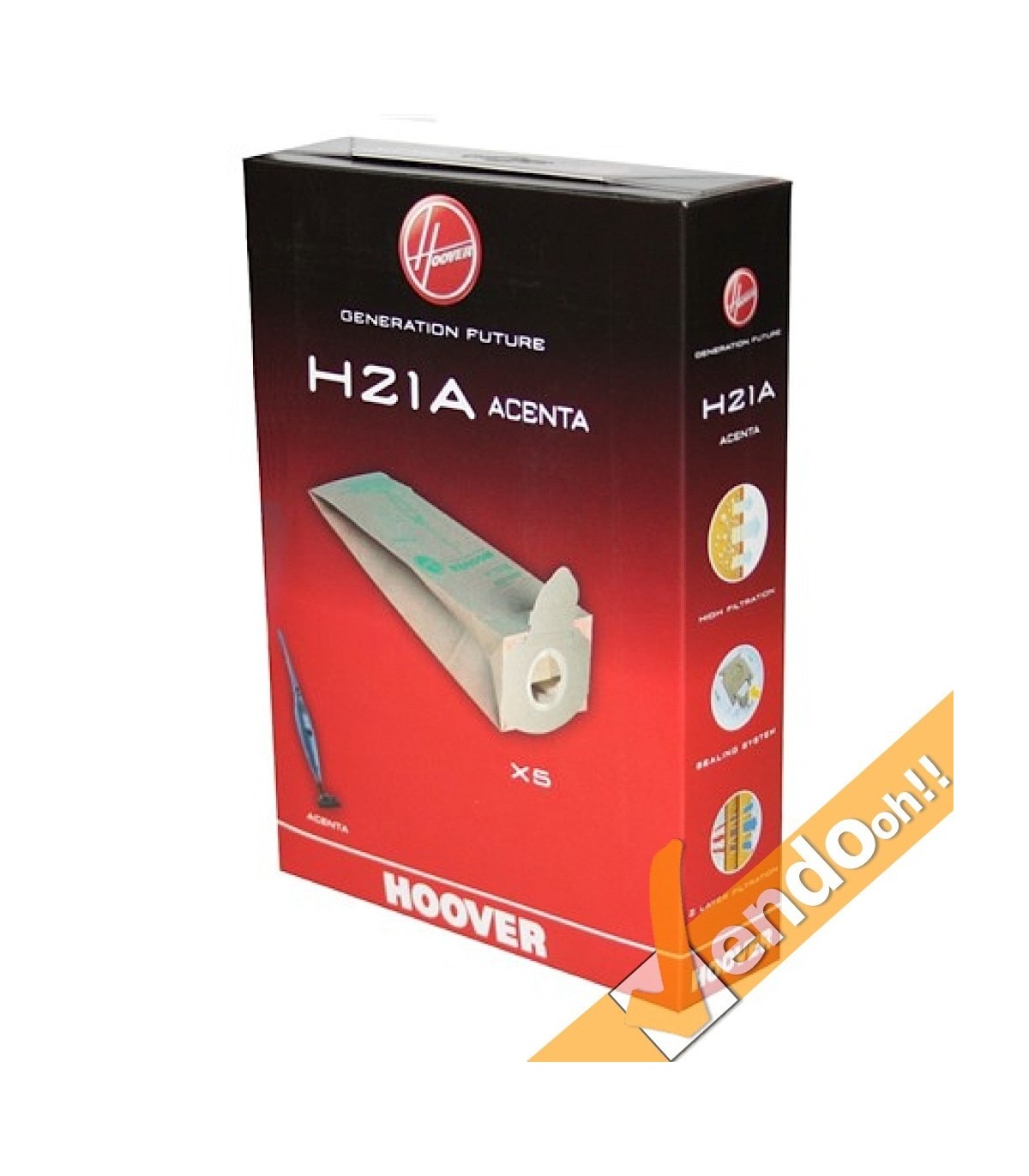 5 SACCHI SACCHETTI SACCO  FILTRO ASPIRAPOLVERE HOOVER 2 STRATI SCOPA ACENTA H21A