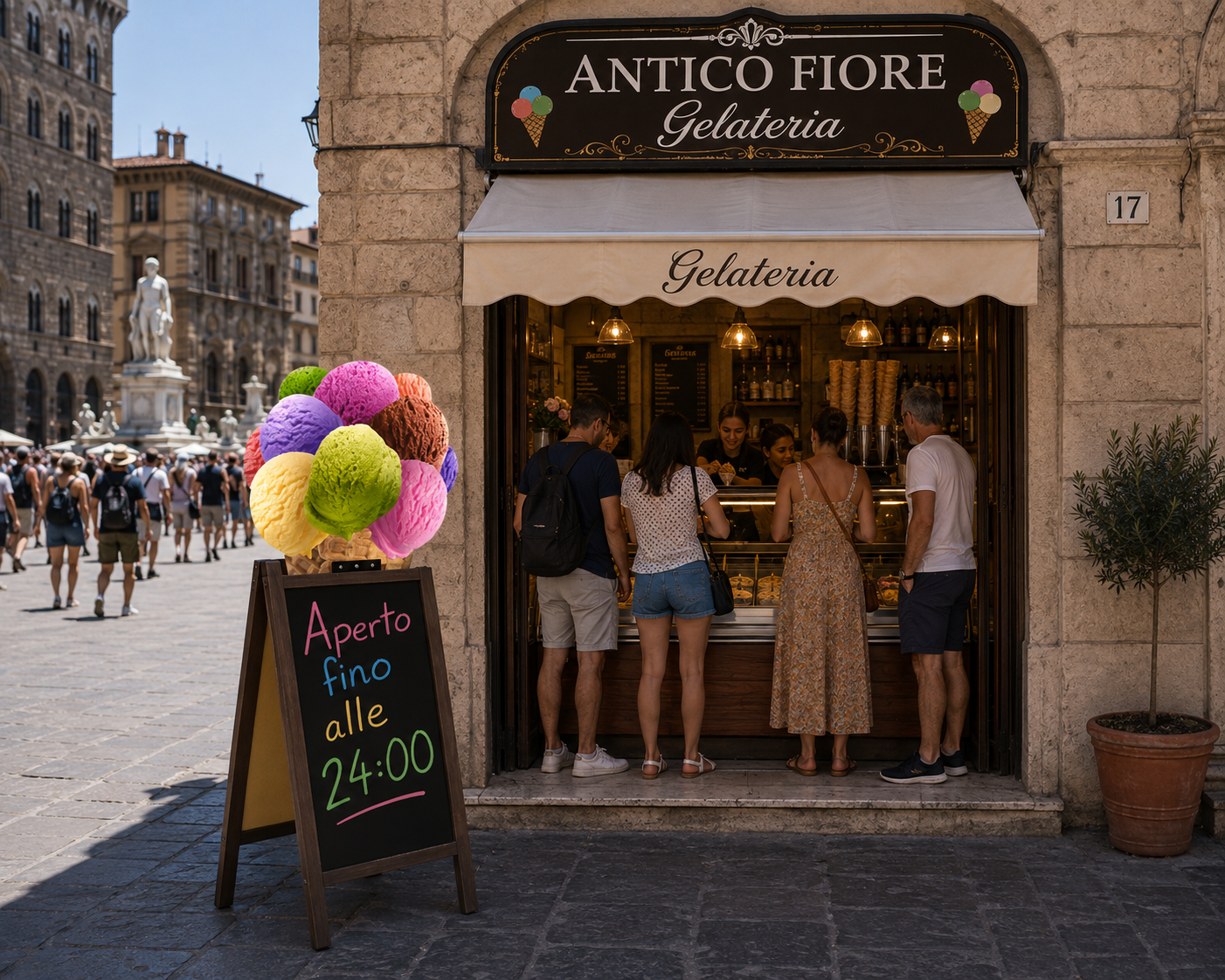 Lavagna A-board per gelateria e bar, vista ambientata