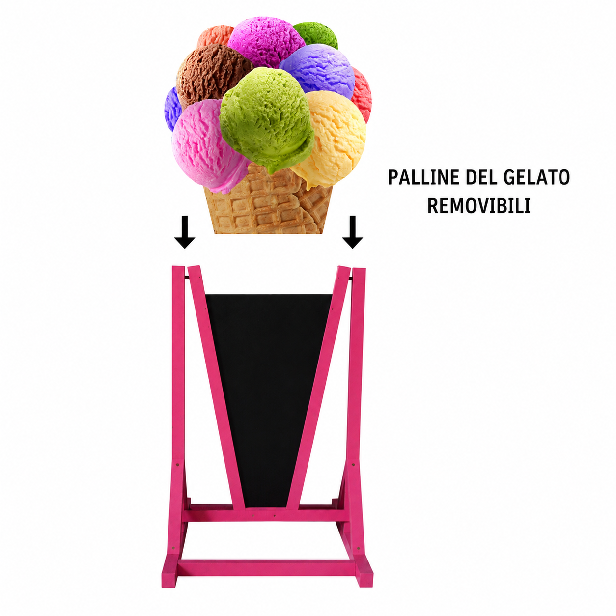 Dimensioni cavalletto gelato 154x74 cm con area scrittura 69x40 cm