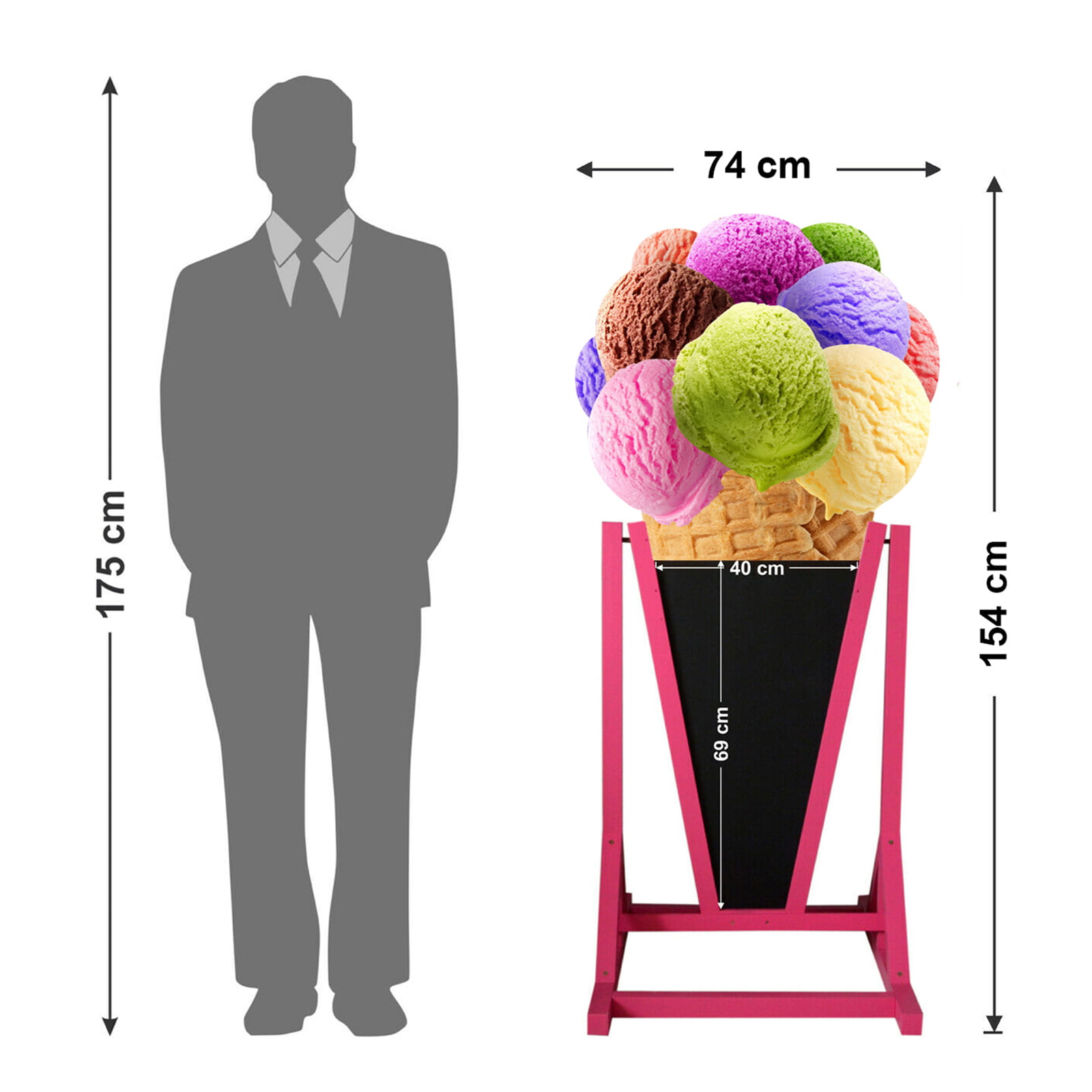 Topper gelato removibile e lavagna in ABS su struttura rosa