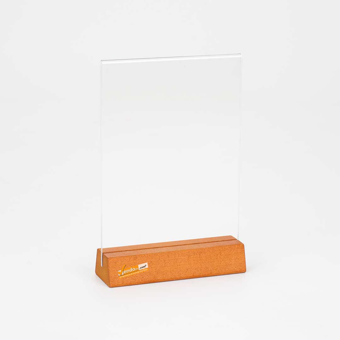 Porta avvisi da banco WDB-PA5 formato A5 base legno faggio vista frontale