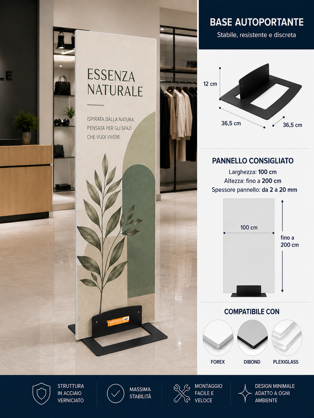 Base universale per pannelli